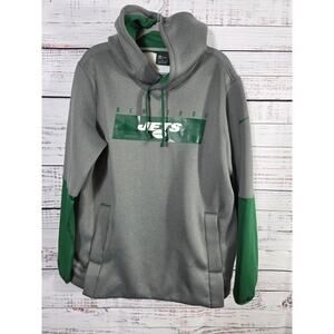 Nike NFL On Field New York Jets Hoodie Pullover Gray Green Football Sweatshirt L